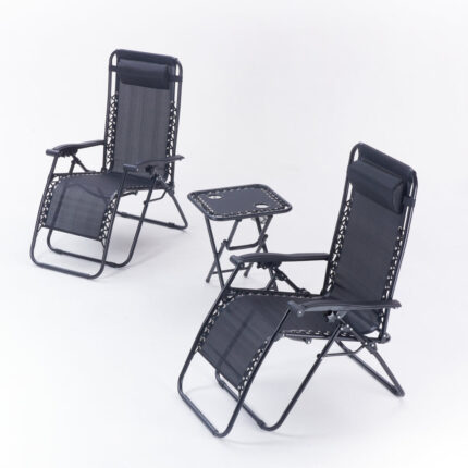 Perth+ Adjustable Outdoor Gravity Lounge Chair Recliners w/table - Set of 2